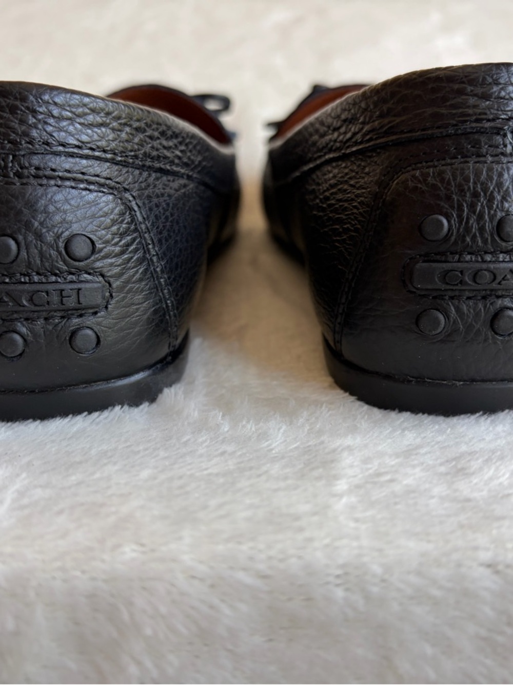 Coach Greenwich Leather Loafer Black Tassel Logo Bow Women's Size 8 B - Picture 7 of 9